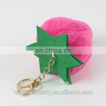 Wholesale Pom Pom Keychain 24 Hour Pom Poms Faux Rabbit Fur Strawberry Shape for Girls' Bag Accessories Car Pendant photo-2