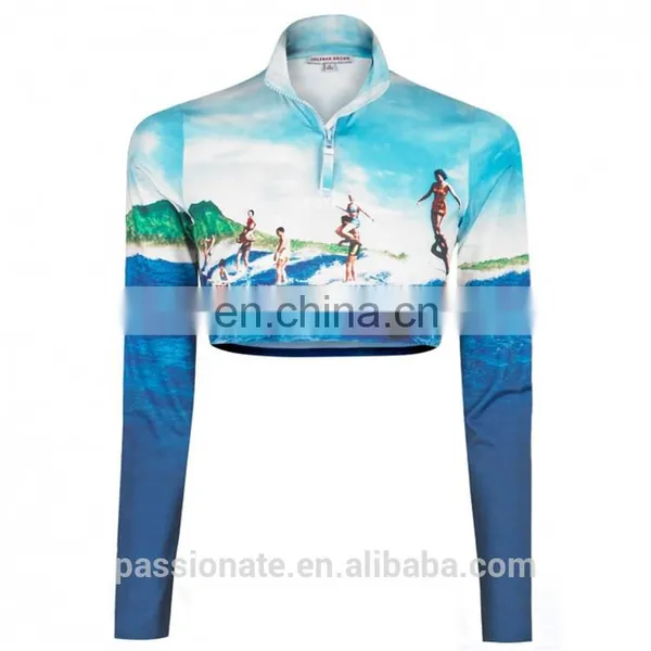 Factory Custom Sublimated Cropped Surf Rash Guard for Women photo-2