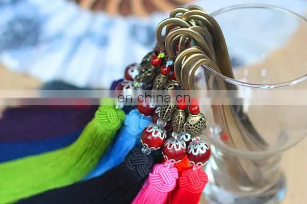 China Style Custom Engraved Logo Bookmarks Black Antique Metal Bookmarks With Fringe Decoration photo-5