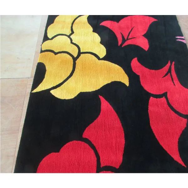 Black Red And Blue Floral Pattern Wall To Wall Carpet Luxury Wool Carpet Living Room photo-3