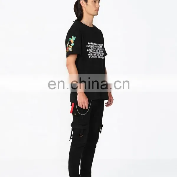 DiZNEW Clothing Manufacturers Custom Mens Cotton Embroidery Plain Black T Shirt photo-4