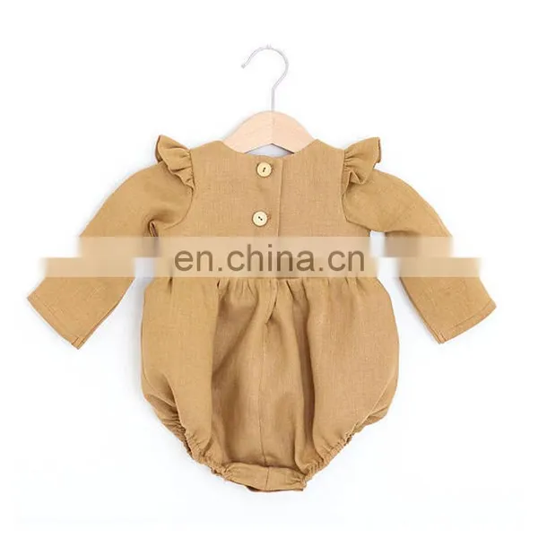 Infants & Toddler Clothes Full Sleeve Ruffle Princess Baby Girls Linen Romper photo-6