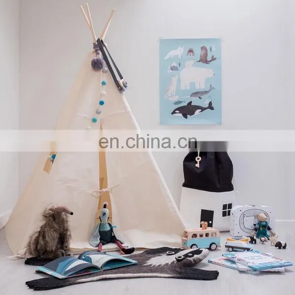 Kids Toy Storage Canvas Bags Duffle Storage Household Toy Bag With Drawstring Pouch Accessory for Toy Tent of Kids Room photo-6