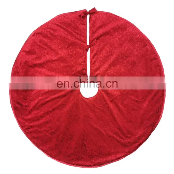 Decorative Print Red Stripe Tree Skirt for Christmas photo-7