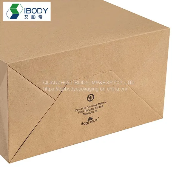 Shopping Bag With Custom Logo Large Brown Food Paper Bag Recycled With Handle photo-4