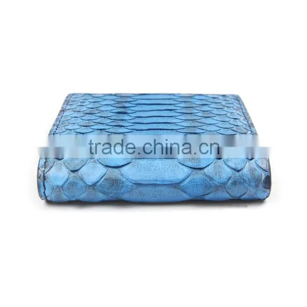High Quality Turquoise Color Unisex Genuine Real Python Skin Leather Short Wallet for Women photo-4