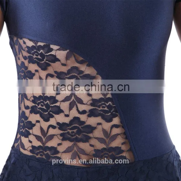 Girls Lyrical Turtle Neck Lace Ballet Dance Costumes Dress photo-4