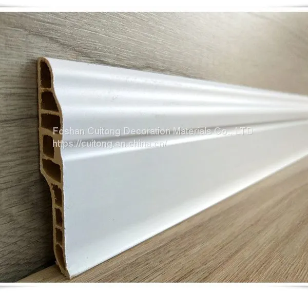 Wood Plastic Pvc Baseboard Bamboo Wood Fiber Baseboard Moisture-proof Waterproof Plastic Baseboard Black White Gray Wood Grain photo-4