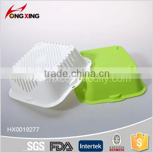 Dishwasher Safe Plastic Square Double Layer Collapsible Colander photo-4