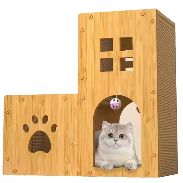 MEOW LOVE New Pet Toys Corrugated Paper Material Wear Resistant Cat Scratch Board Double Storey Cat House Pet Products photo-4