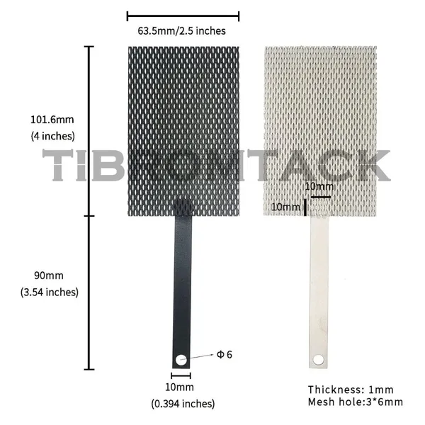 TIBROMTACK Electrochemical Titanium Anode Mesh With MMO Ruthenium Iridium Coating and Cathode Mesh Without Coating, GHR030-1 photo-2