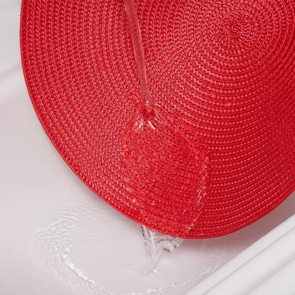 4 Pack Red Round Place Mats Pot Holders Wicker Tablemats Boho Braided Heat Resistant Mats, Plate Chargers for Table photo-4