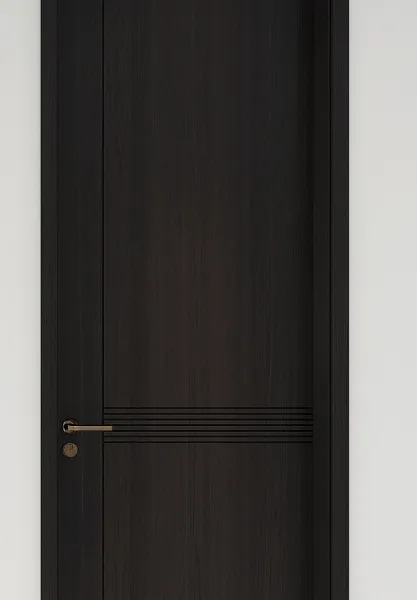 Black Charcoal Wood Look Flush Interior Door | Modern Minimalist Linear Groove Bedroom Door