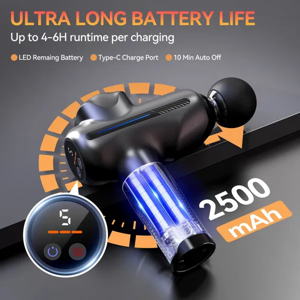 High Quality Mini Fascia Massage Gun Wholesale Portable Cordless Type C Charging Deep Tissue Muscle Relaxation Gun For Office Home Travel photo-3