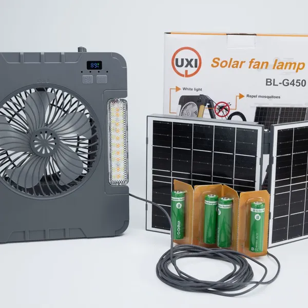 New Design Solar Flood Light Outdoor Camping Portable Lighting IP65 With Fan Rechargeable Garden Lights Outdoor photo-2