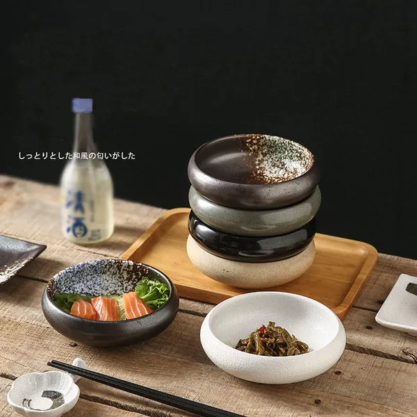 6.3in Japanese Restaurant Dinnerware Round Deep Bowl Salad Sushi Sashimi Ceramic Plate Porcelain Serving Rice Bowls