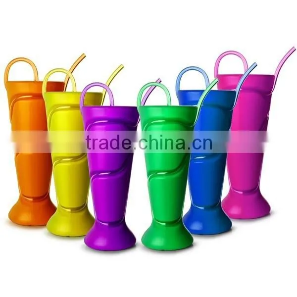 PP Plastic Straw Cup Milkshake Cup With Krazy Straw photo-3