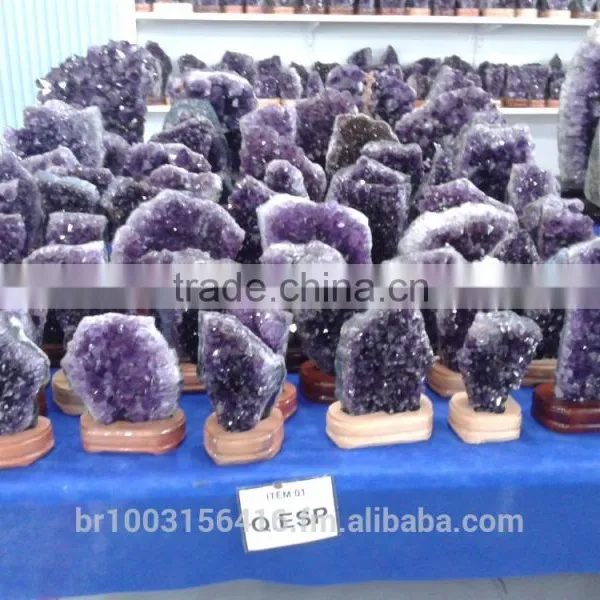 Amethyst Druze Wood Base