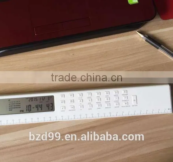 Promotional for Student/ Office/ Housework Pratical Functional Electric LCD Ruler Calculator With Digital Clock/ Alarm photo-6