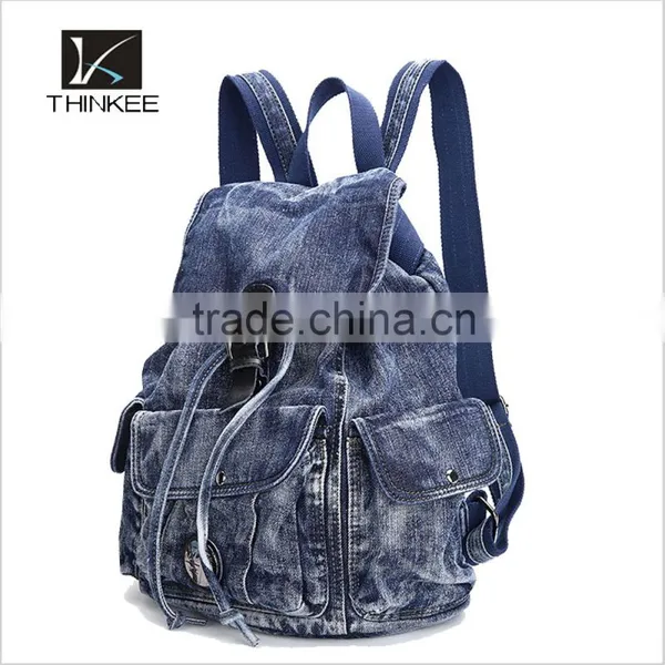 High Quality Fashion Factory OEM Durable Retro Jeans Cloth Backpack Bag photo-2