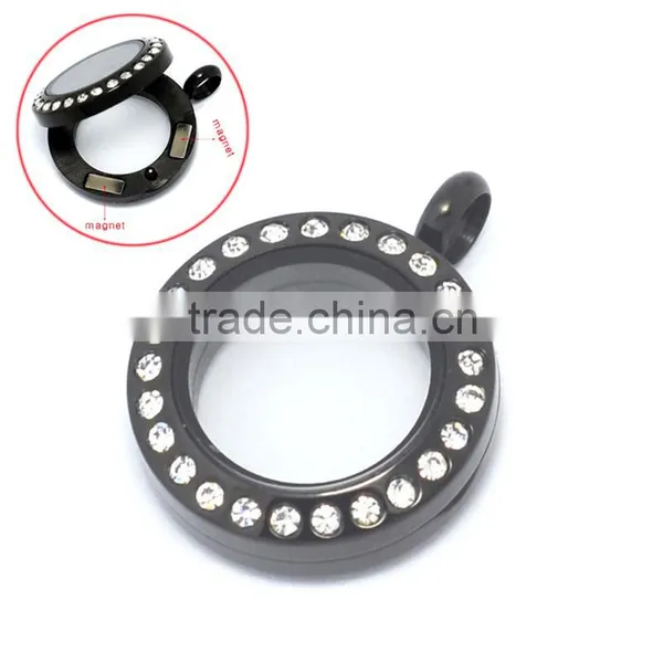 Crystal Round 20mm/25mm/30mm Stainless Steel Magnectic Jewelry Floating Glass Lockets photo-6