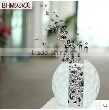 Home Decor Interior Decorating Ceramic Vase Electroplated With Crystal Flower photo-5