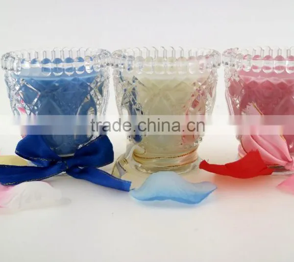 Colored Cottonwick Candles in a Wine Glass Jar Patterned Scented Candle for Home Decoration photo-3