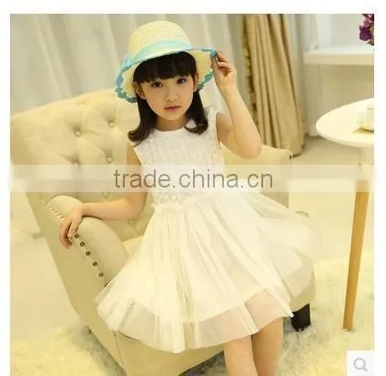 Kids Girls Dress Summer 2015 Lace Embroidery Dress Princess Rose Children Cotton Short Sleeved Dress photo-3
