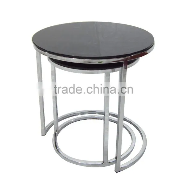 Round Glass Top Side Table Hotel Table photo-2
