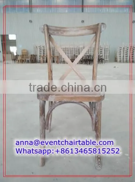 Solid Wood Wedding Dinning Stackable Cross Back Chair photo-3