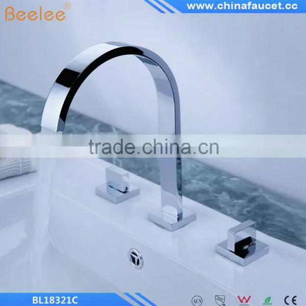 Beelee BL18322C Chrome Finish Two Handles Three Holes Bathroom Waterfall Basin Mixer Vessel Faucet Tap photo-4