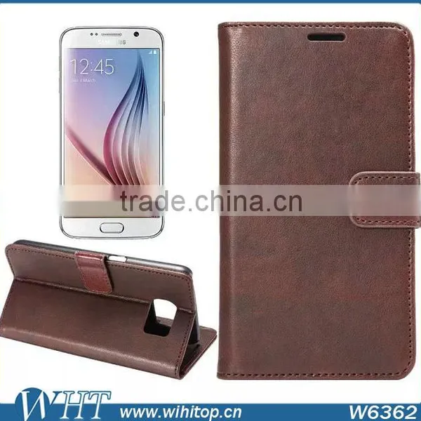 China Supplier Retro Wallet Case for S6,Flip Leather Case for Galaxy S6 With Card Holder photo-5