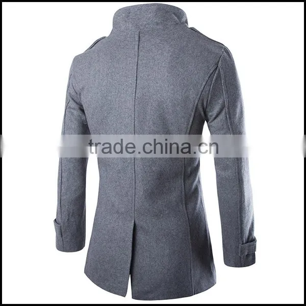 Custom Made Trench Coats Mens Woolen Formal Outerwear Winter Pea Overcoat Double Breasted Trench Coats photo-2