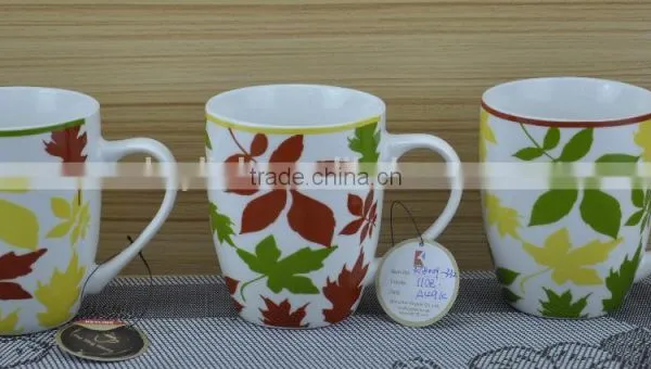 11OZ Flower Design With Colorful Decal Print Tea Cups, Shiny Surface Porcelain Mug, KL5016-335 photo-4