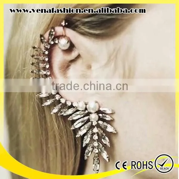 Cute Design Large Rhinestone Cover Ear Cuff Earrings photo-4