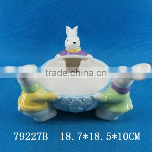 Easter Gift Ceramic Bowl and Knife With Rabbit Figurine photo-4
