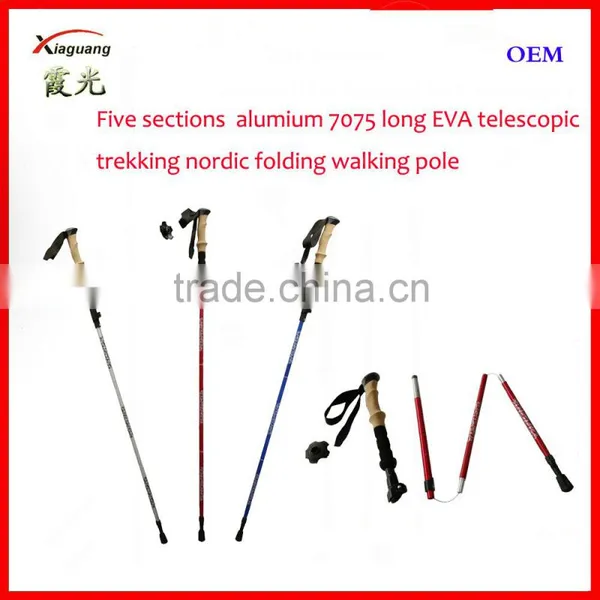Five Sections Alumium 7075 Long EVA Telescopic Trekking Nordic Folding Walking Pole