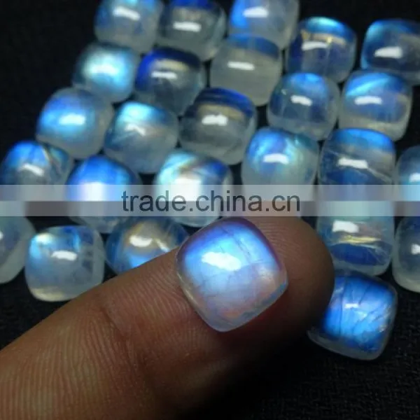 Rare Cushion Cut Blue Flashy 10x10 mm Natural Rainbow Moonstone photo-5