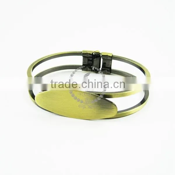 15x30MM Vintage Brass Bracelet Oval Flat Blank Cuff Tray Bezels Settings 1900024 photo-2
