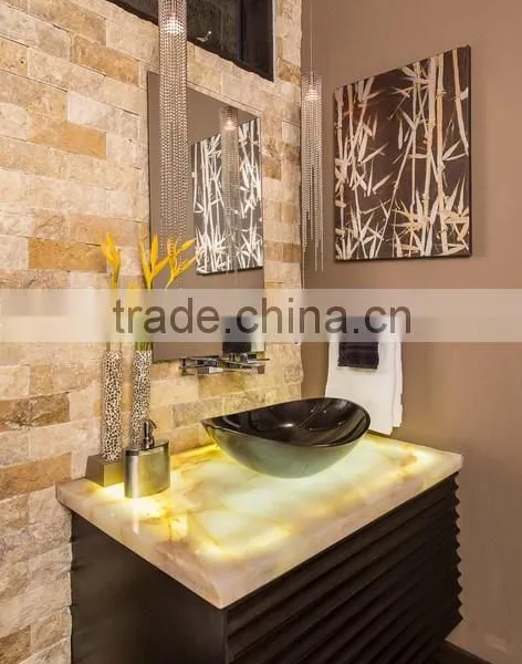 CUSTOM DESIGN ONYX BATHROOM COUNTERTOPS photo-3