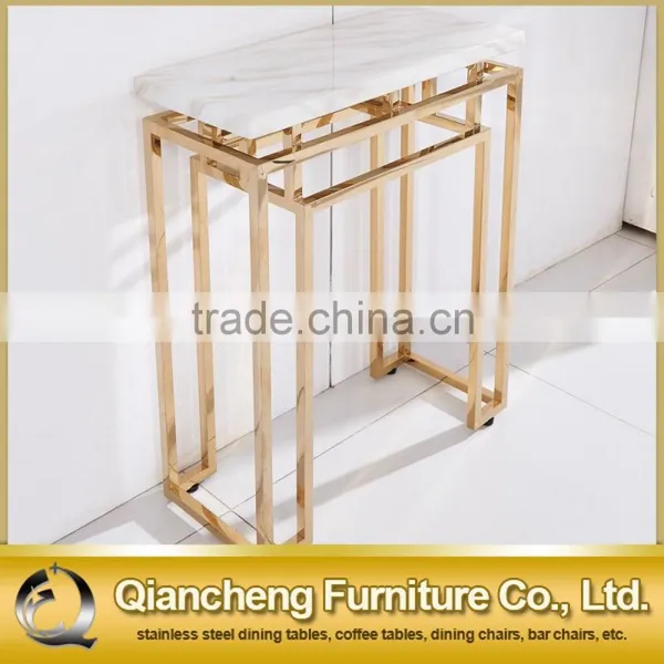 2017 French Style Golden Stainless Steel Marble Top Console Table photo-3