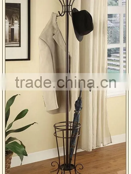New design umbrella stand with wrought iron coat rack