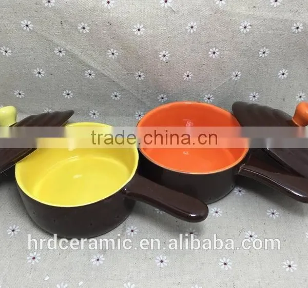 Wholesale Stocked Ceramic Soup Bowl With Silicone Lid and Handle photo-5