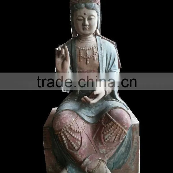 Oriental Indian Style Wooden Carved Buddism Statue Sakyamuni Statue photo-2