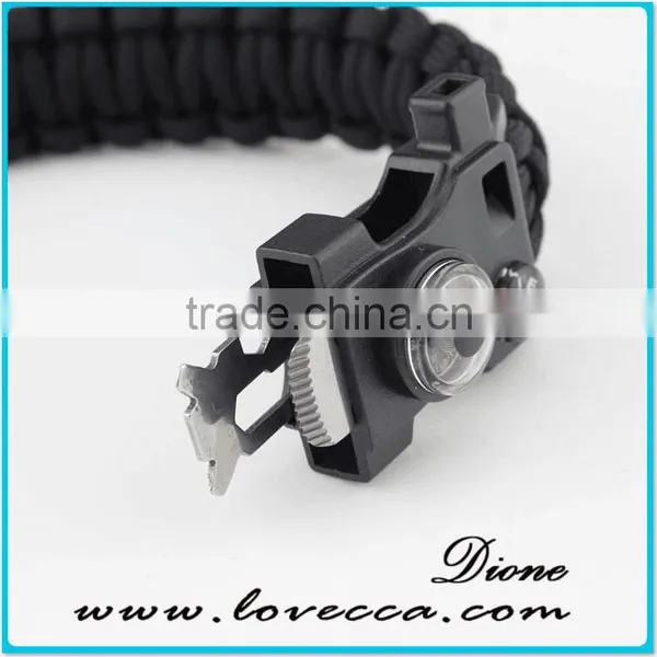 Black Multifunctional Compass Thermometer Clasp Paracord Bracelet photo-3