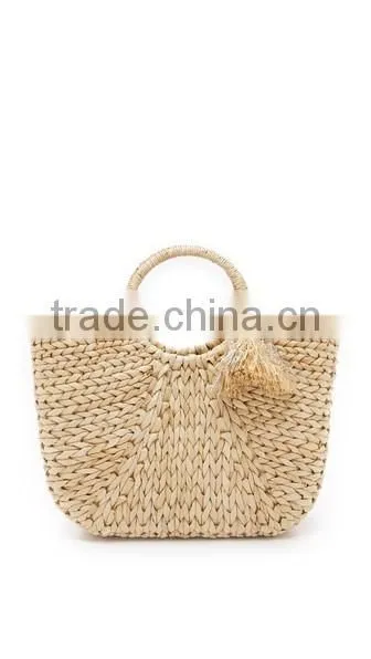 Straw Pompom Water Hyacinth Bag photo-5