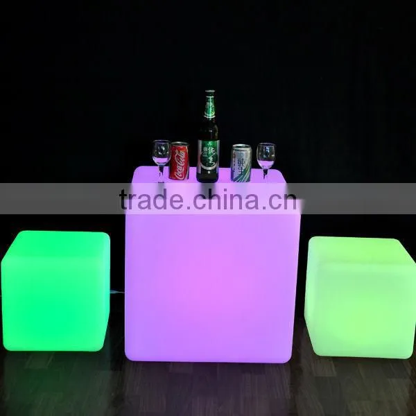 LED Light Glowing Cube Bar Table and Chair Set photo-3