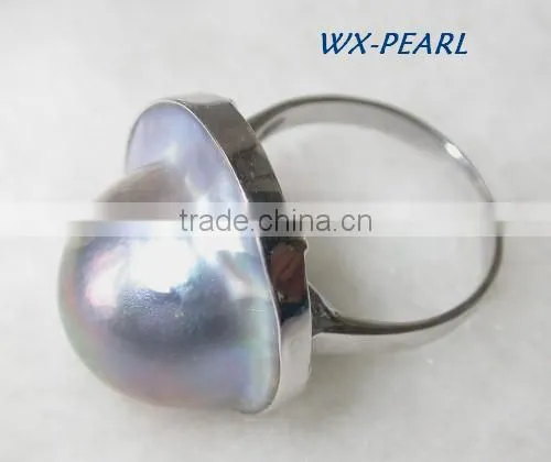 Fashion Jewelry Pearl Ring Silver Golden Ring photo-2