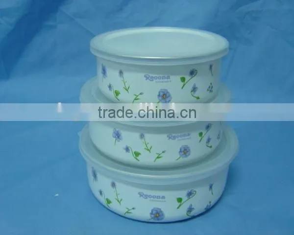 Hot Sale Enamel Storage Bowl Mixing Bowl Salad Bowl With PP Lid Food Container photo-4
