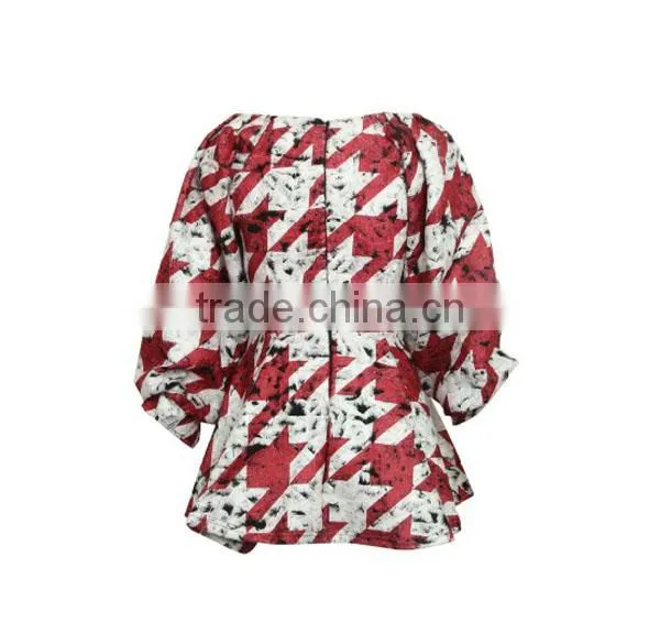 Fashion Jarquard Crochet Ruffle Bottom Long Sleeves High Quality Direct Manufacturer Ladies Blouse Hot Style photo-2